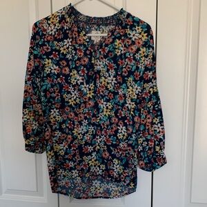 St. John's Bay Floral Blouse - Navy and Multicolor